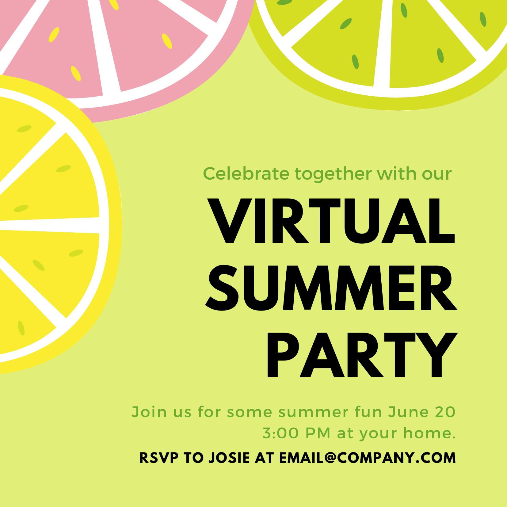 Lime and White Citrus Summer Block Party Invitation